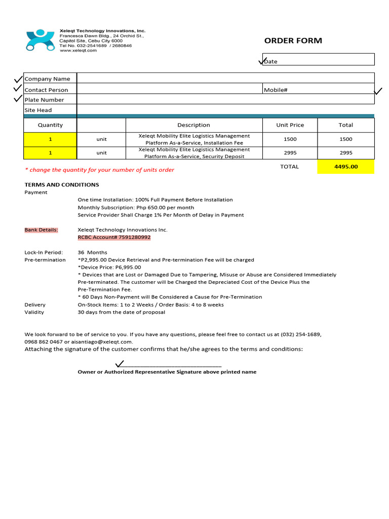 Order Form Version2 | PDF | Service Industries | Business