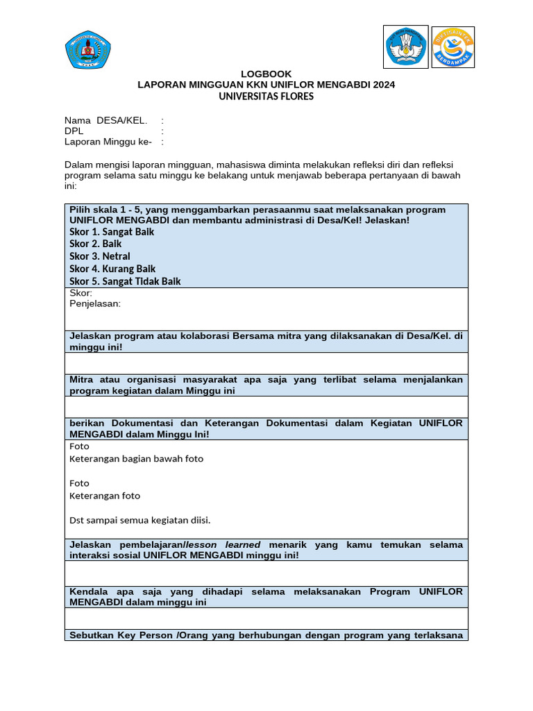 Laporan Mingguan KKN UNIFLOR 2024 | PDF