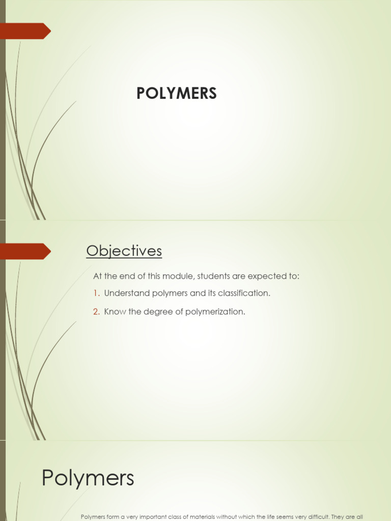 Understanding Polymers and Their Types | PDF | Polymers | Polymerization