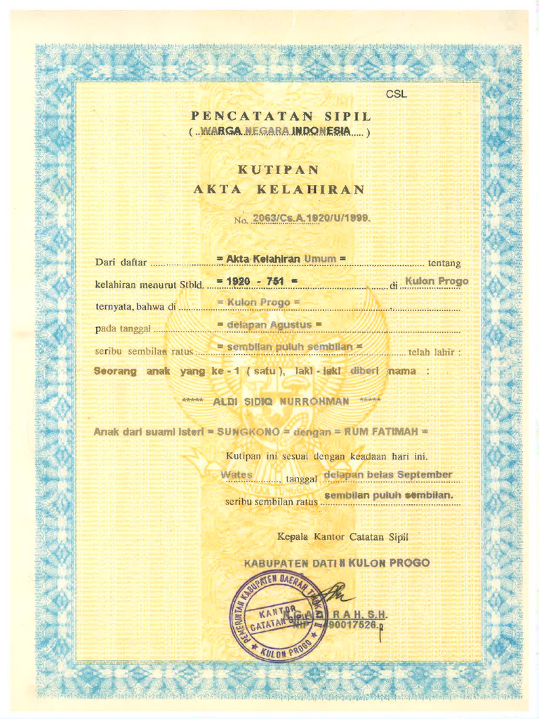 Akte Kelahiran | PDF