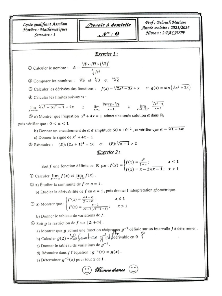 Correction Du Devoir Libre N1 S1 2BACSVTF | PDF