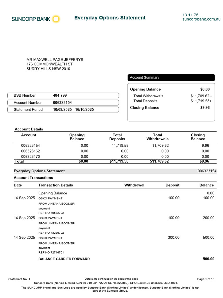 Everyday Options Statement: Account Summary | PDF | Visa Inc ...