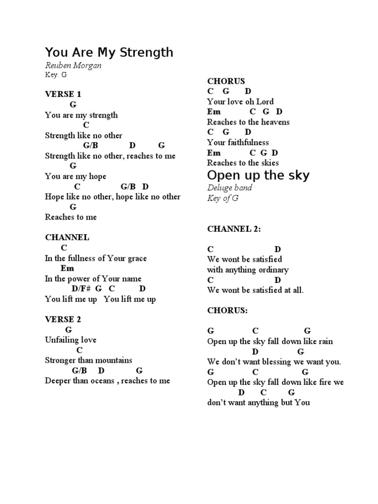 You Are My Strenght Chords Pdf Song Structure Songs