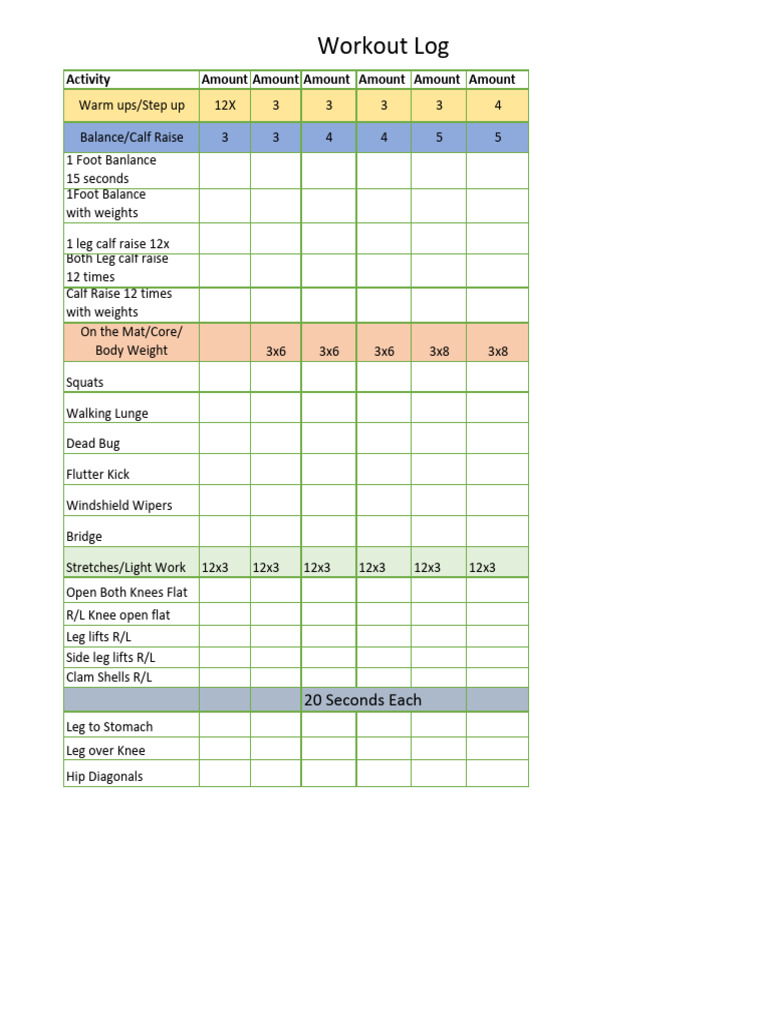 Comprehensive Workout Log Template | PDF