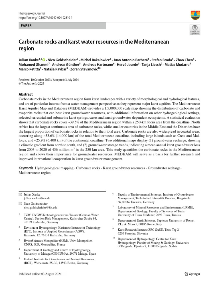 Mediterranean Karst Aquifers Mapping | PDF | Groundwater | Aquifer