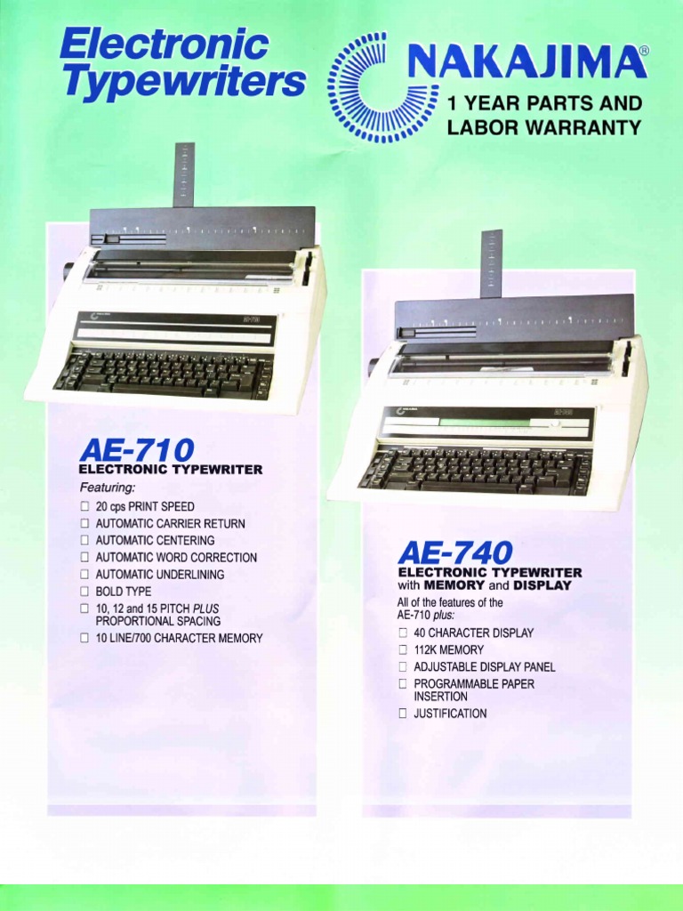 Ae710 Ae740 | PDF | Typewriter | Text