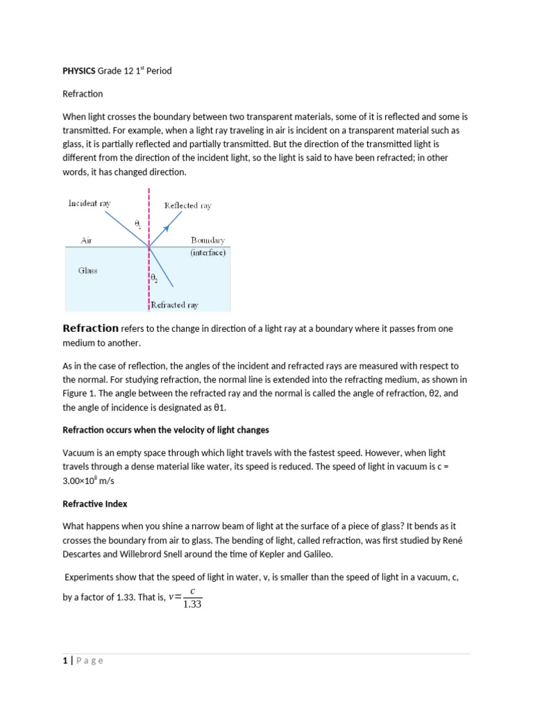 Understanding Light Refraction in Physics | PDF | Eye | Vision