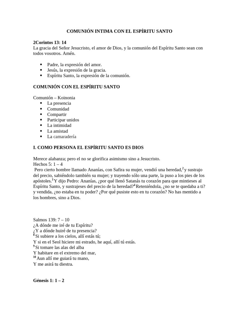 Comunión Intima Con El Espíritu Santo | PDF | espíritu Santo | eucaristía