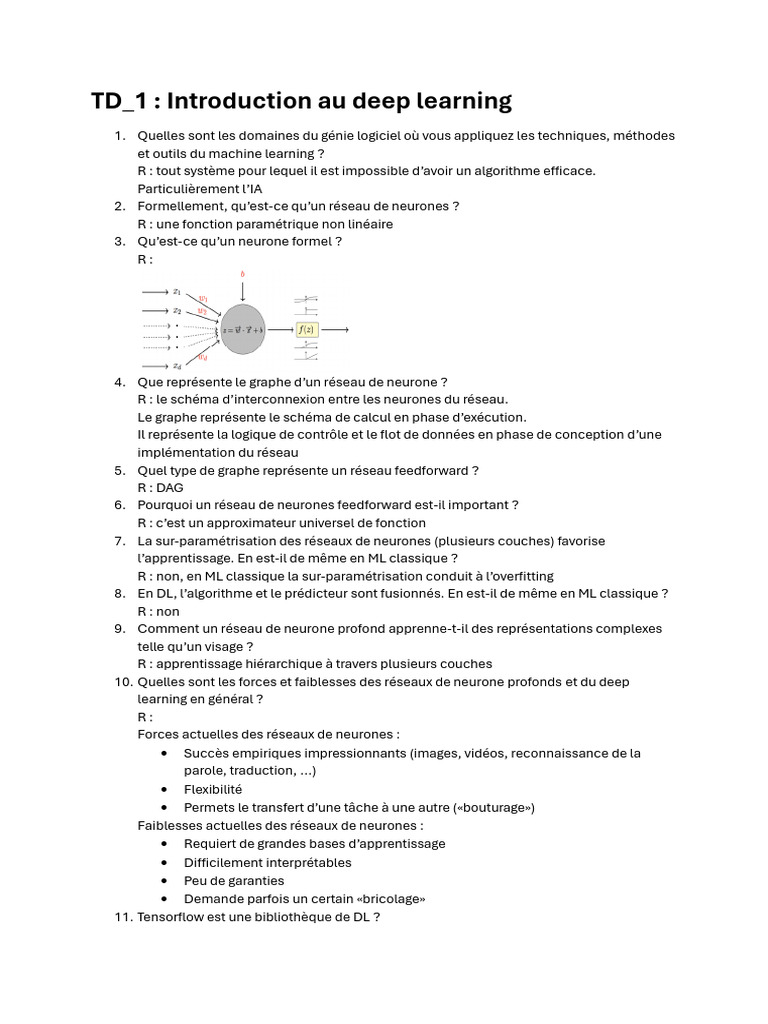 Introduction au Deep Learning et TensorFlow | PDF | Apprentissage ...