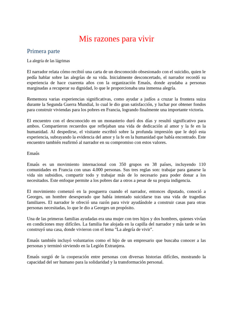 Razones para vivir y la fe en Emaús | PDF | Amor | Fe