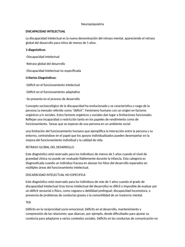 Diagnóstico y Tratamiento de Discapacidad Intelectual | PDF ...