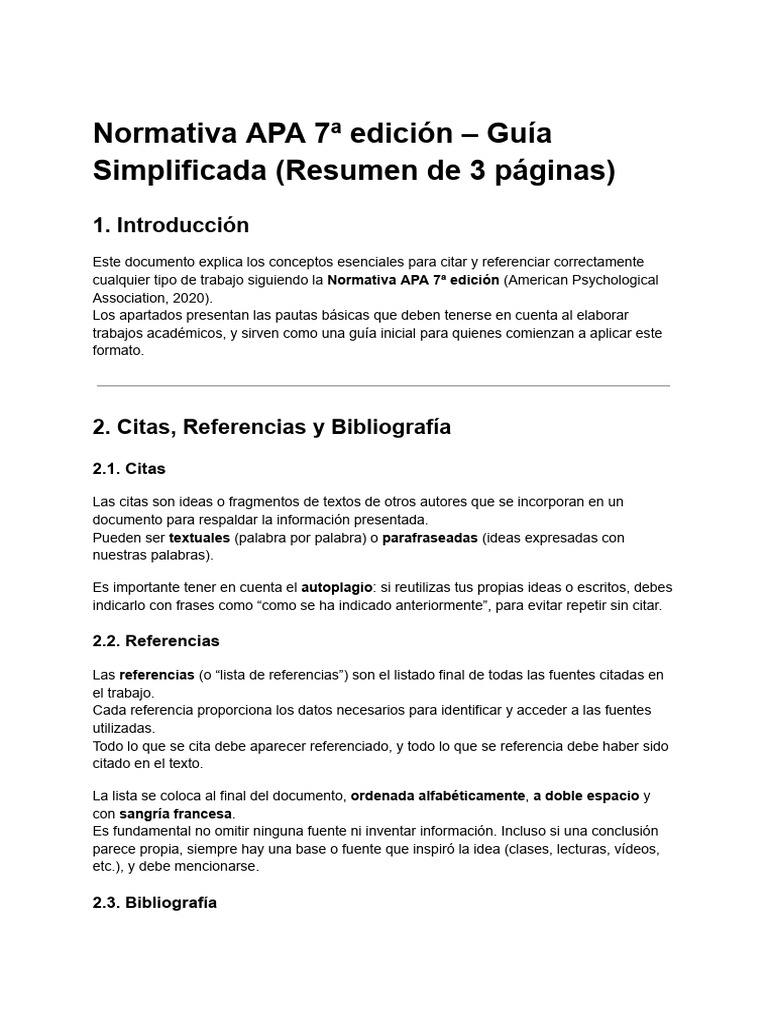 Guía Simplificada Normativa APA 7ª | PDF | Estilo apa | Bibliografía