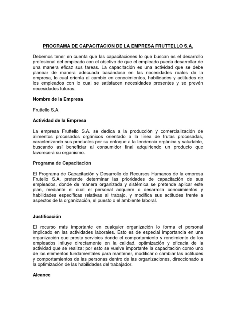 Programa de Capacitacion | PDF | Calidad (comercial) | Recursos humanos