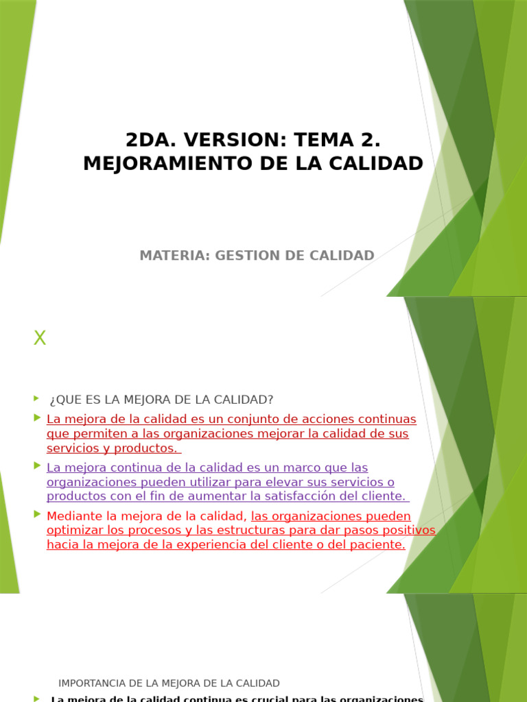 Mejora Continua de la Calidad en Organizaciones | PDF | Calidad ...
