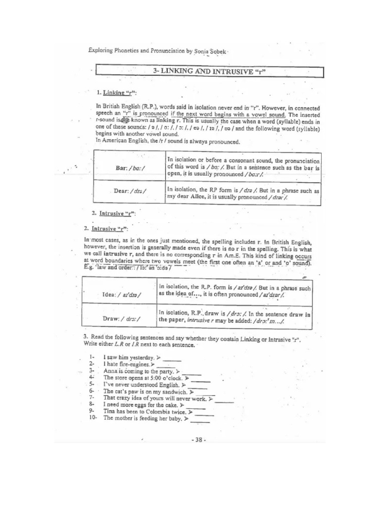 Linking Intrusive R Homophones Allomorphs | PDF