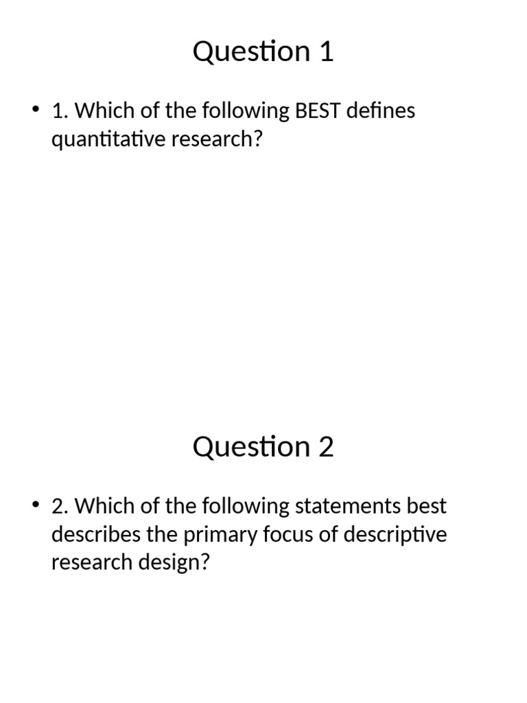 PR2 Questions Presentation | PDF | Quantitative Research | Statistics