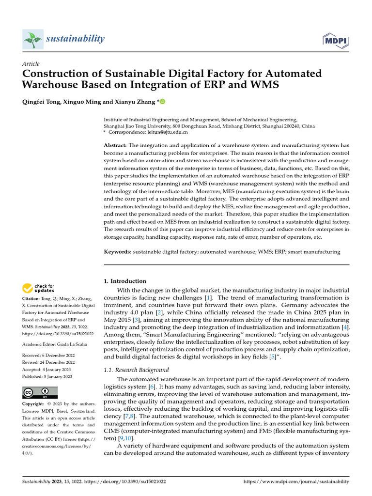 Sustainable Digital Factory for Warehousing | PDF | Enterprise Resource ...