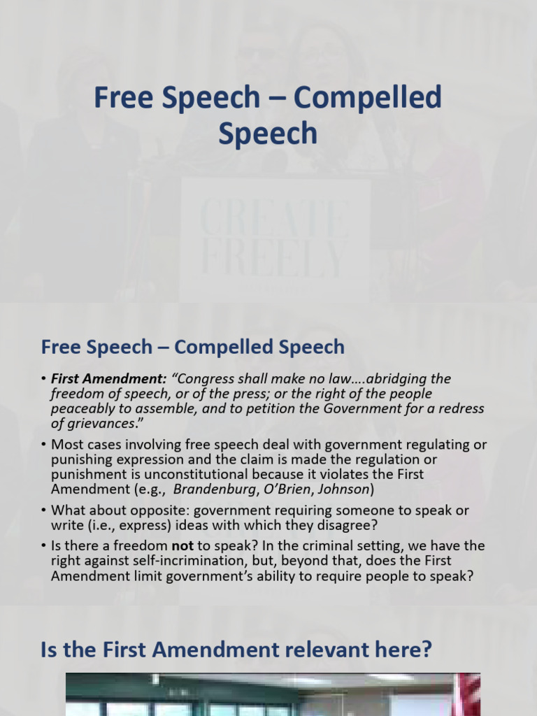 Compelled Speech | PDF | First Amendment To The United States ...