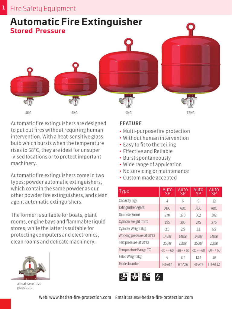 Automatic Fire Extinguishers Overview | PDF | Equipment