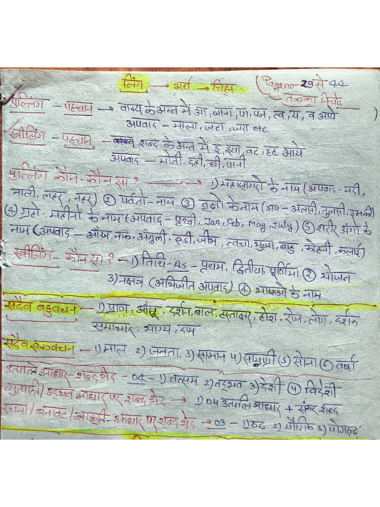 Hindi Tricky Notes | PDF