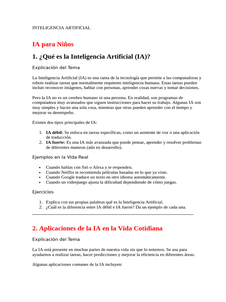 Introducción a la Inteligencia Artificial para Niños | PDF ...