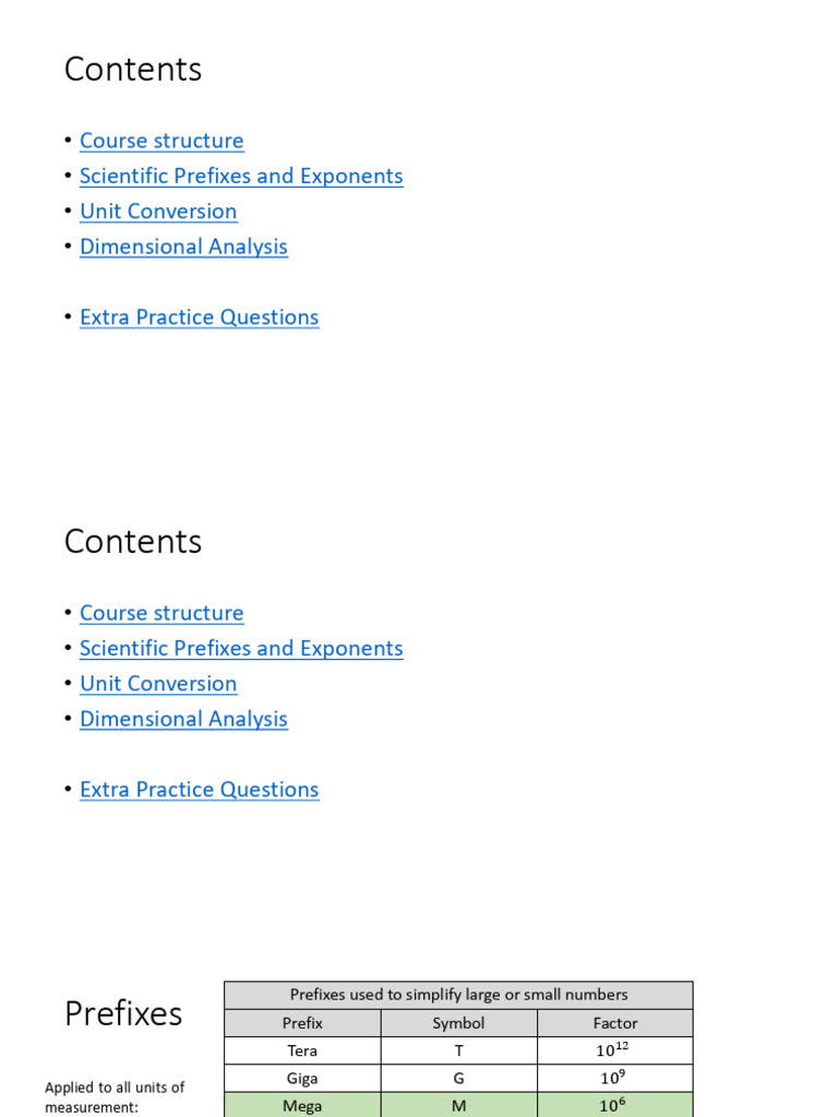 Course Introduction, Exponents, Unit Conversion, Dimensional Analysis ...