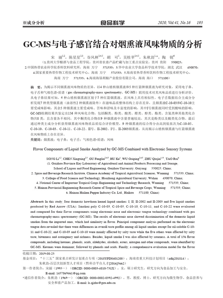 Flavor Components of Liquid Smoke Analyzed by GC-MS Combined With ...