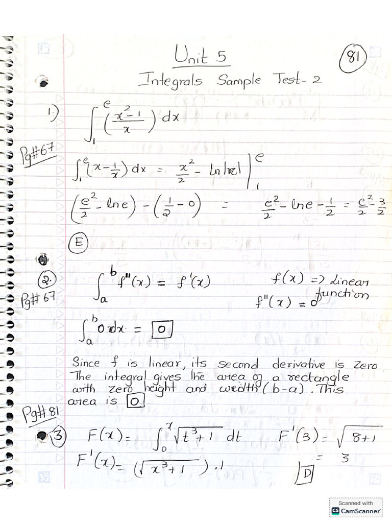 Calc AB Unit 5 Sample Test 2 Solutions | PDF