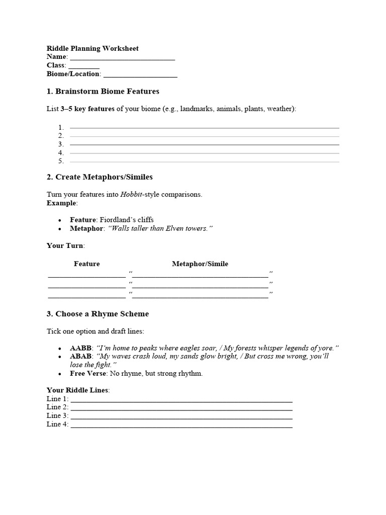 Riddle Worksheet | PDF