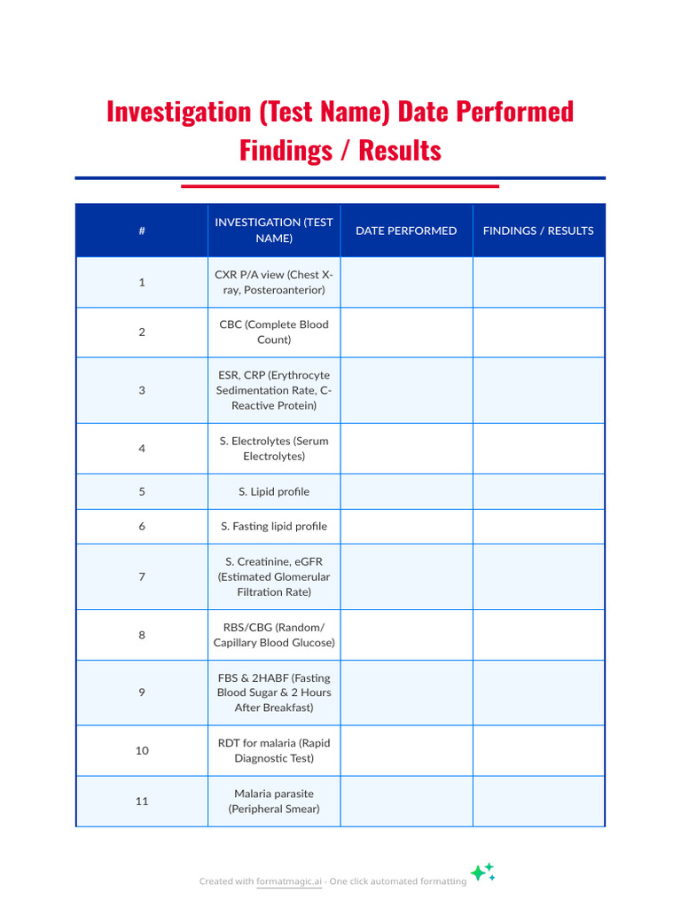 Comprehensive Medical Test Results | PDF | Blood | Hematology