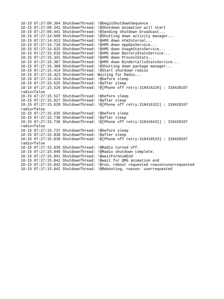 Shutdown Sequence Log Analysis | PDF