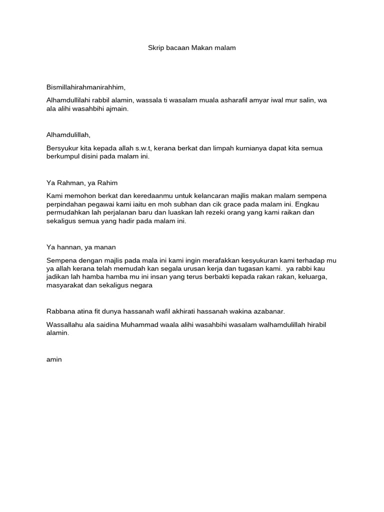 Skrip Bacaan Doa | PDF