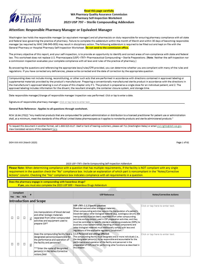 NEW 797 Addendum For Updated Chapters CLEAN | PDF | Pharmacy