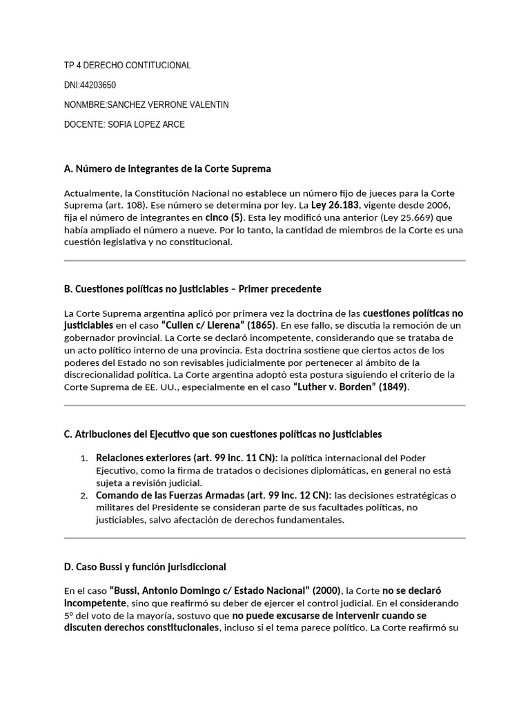 Estructura y Funciones de la Corte Suprema | PDF | Separación de ...