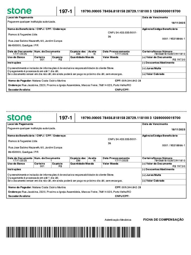 Ficha de Compensação | PDF | Dinheiro | Bancos