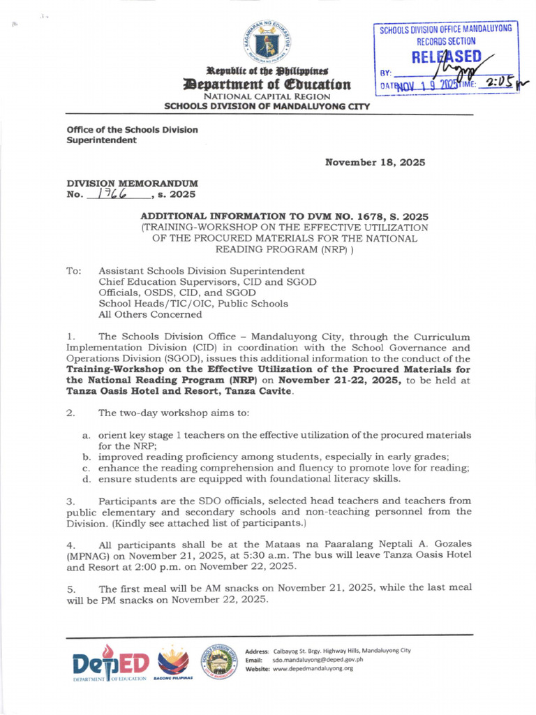 DM No. 1766, S. 2025. Additional Information To DVM No. 1678, S. 2025 ...