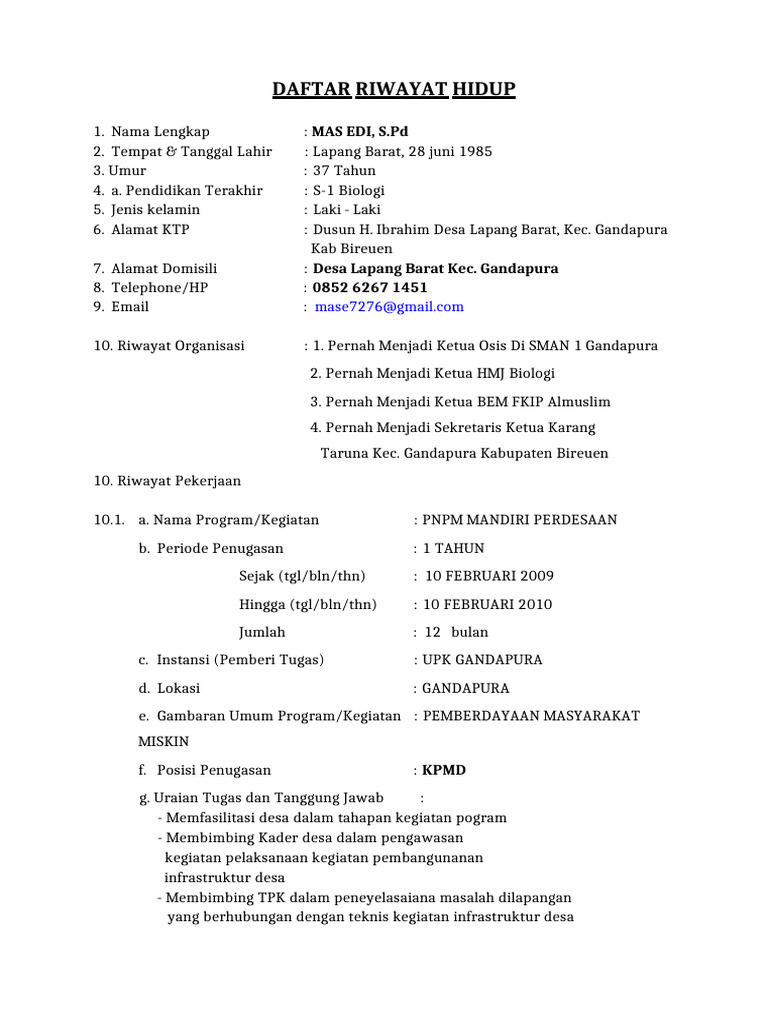 CV Mas Edi | PDF