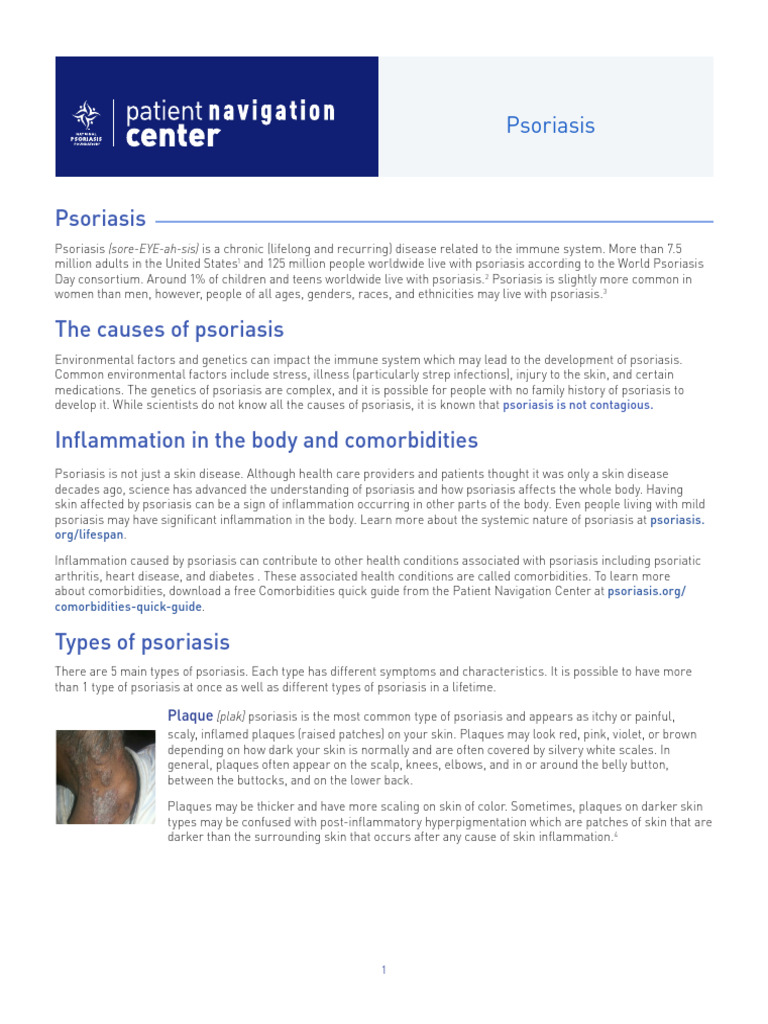 Psoriasis Fact Sheet | PDF | Psoriasis | Medical Specialties