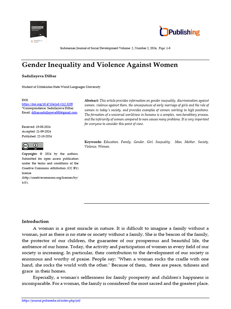 Gender Inequality and Violence Against Women | PDF | Woman | Gender ...