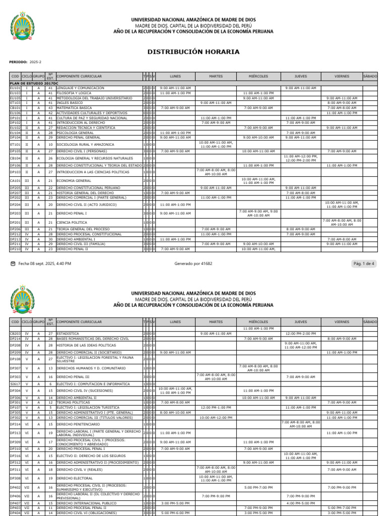 Horario DERECHO Y CIENCIAS POLÍTICAS | PDF | Justicia | Crimen y violencia