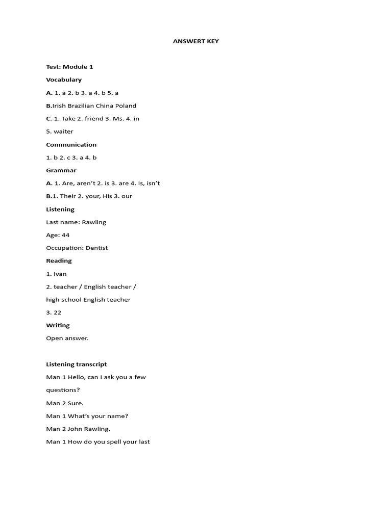 Answer Key | PDF