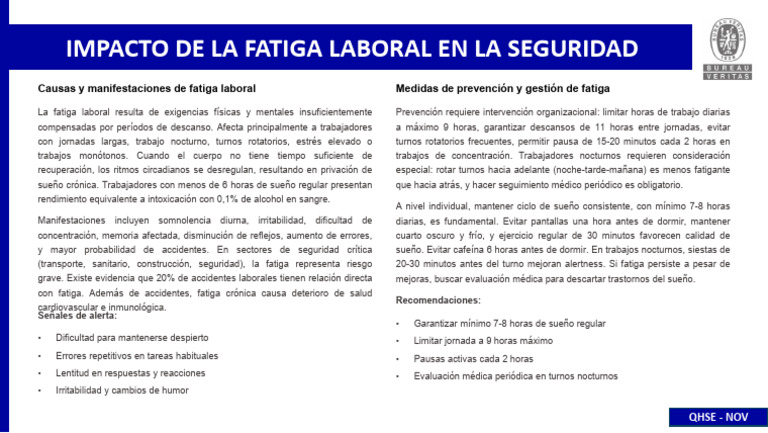 Impacto de La Fatiga Laboral en La Seguridad | PDF | Dormir ...