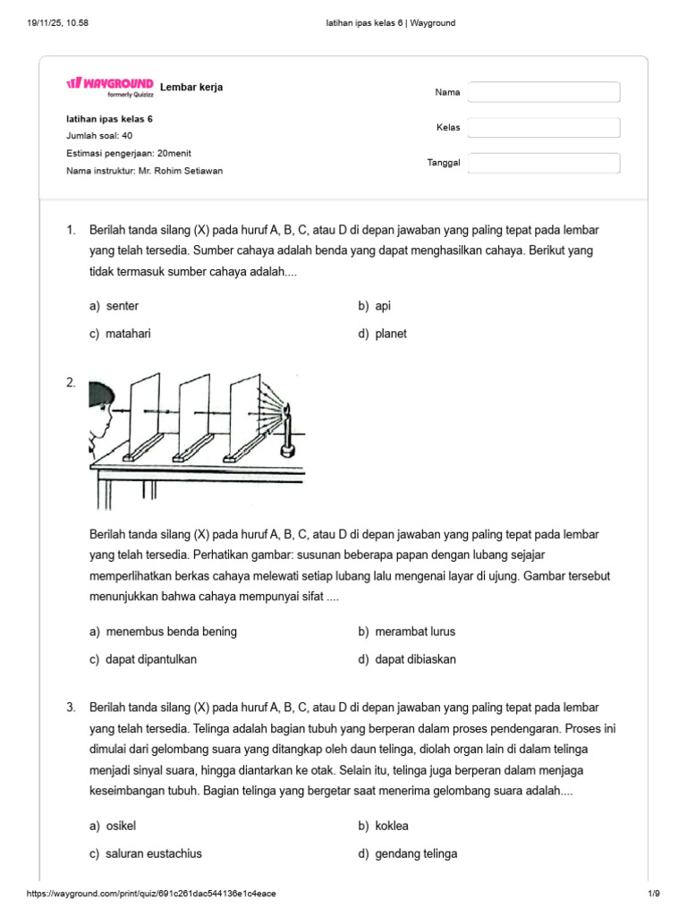 Latihan IPAS Kelas 6: 40 Soal Pilihan Ganda | PDF
