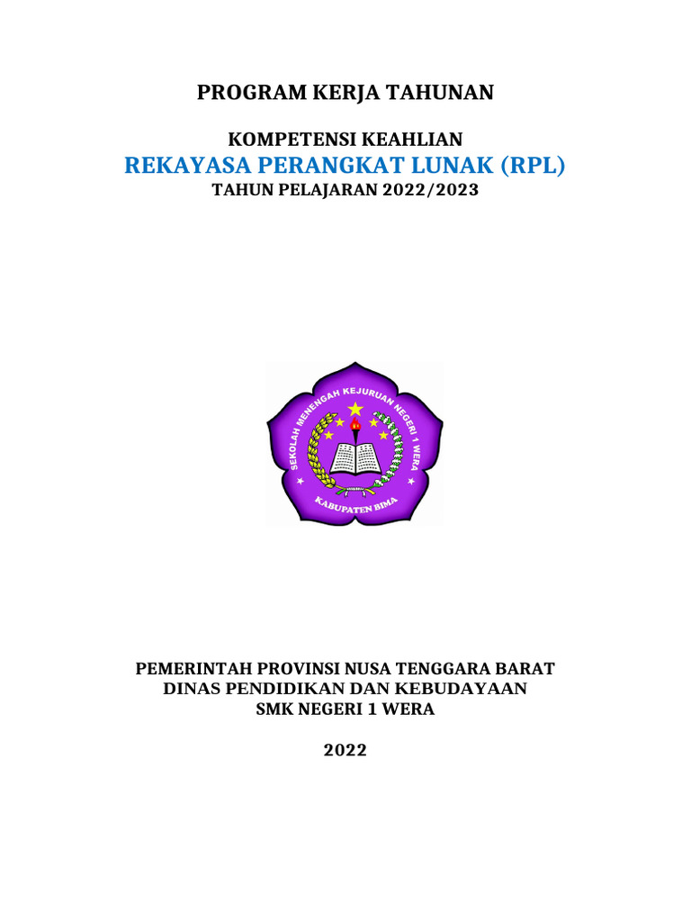 Program Kerja RPL SMK Negeri 1 Wera 2022 | PDF