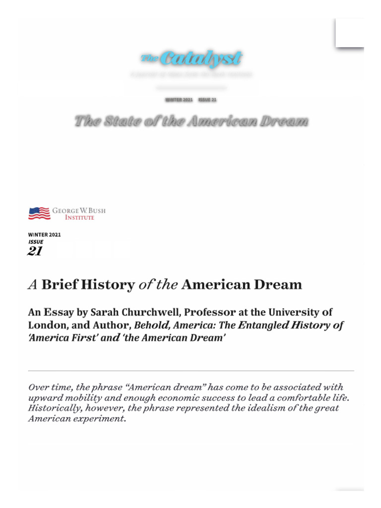 GeorgeWBushInstitute - Brief History of The American Dream | PDF