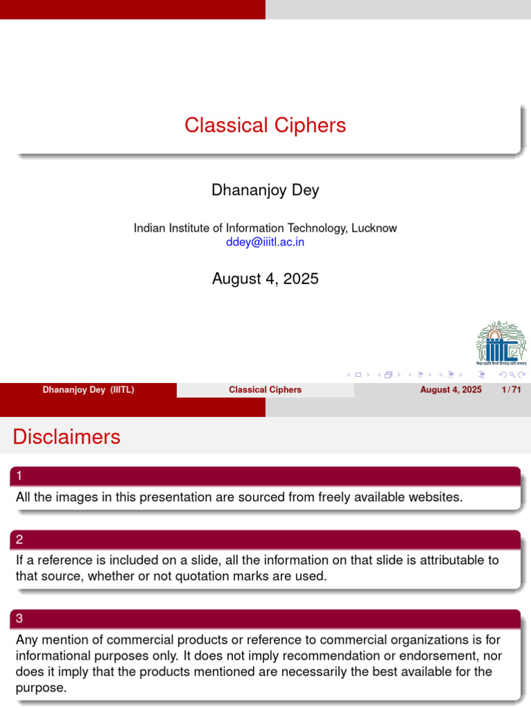 Overview of Classical Ciphers | PDF | Cipher | Cryptography