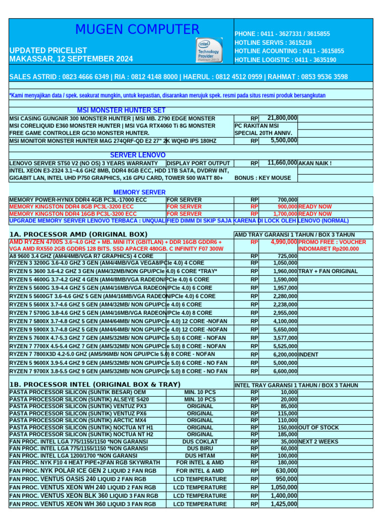 MUGEN Computer Updated Price List | PDF | Solid State Drive | Computing