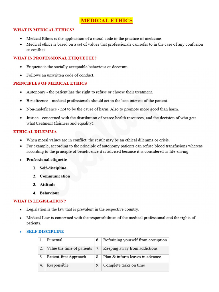 Medical Ethics and Professional Conduct | PDF | Informed Consent ...