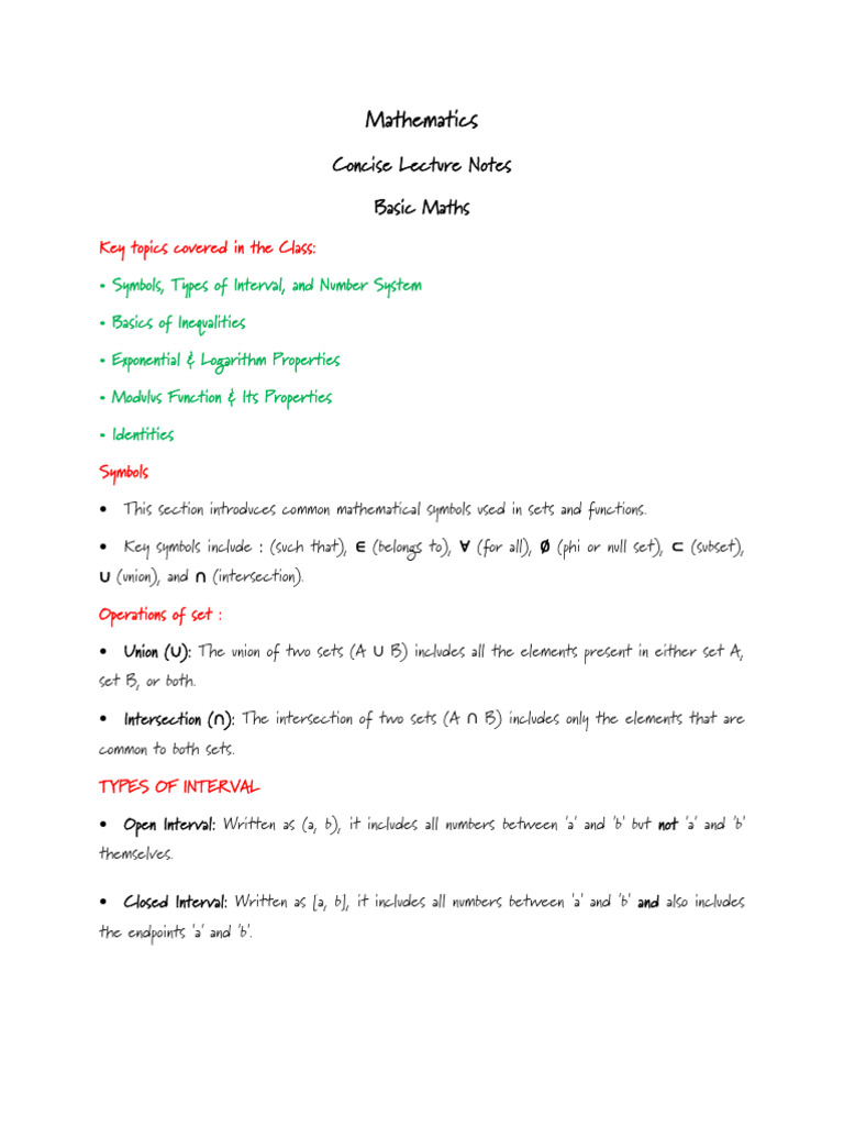 Essential Mathematics Lecture Notes | PDF | Logarithm | Exponential ...