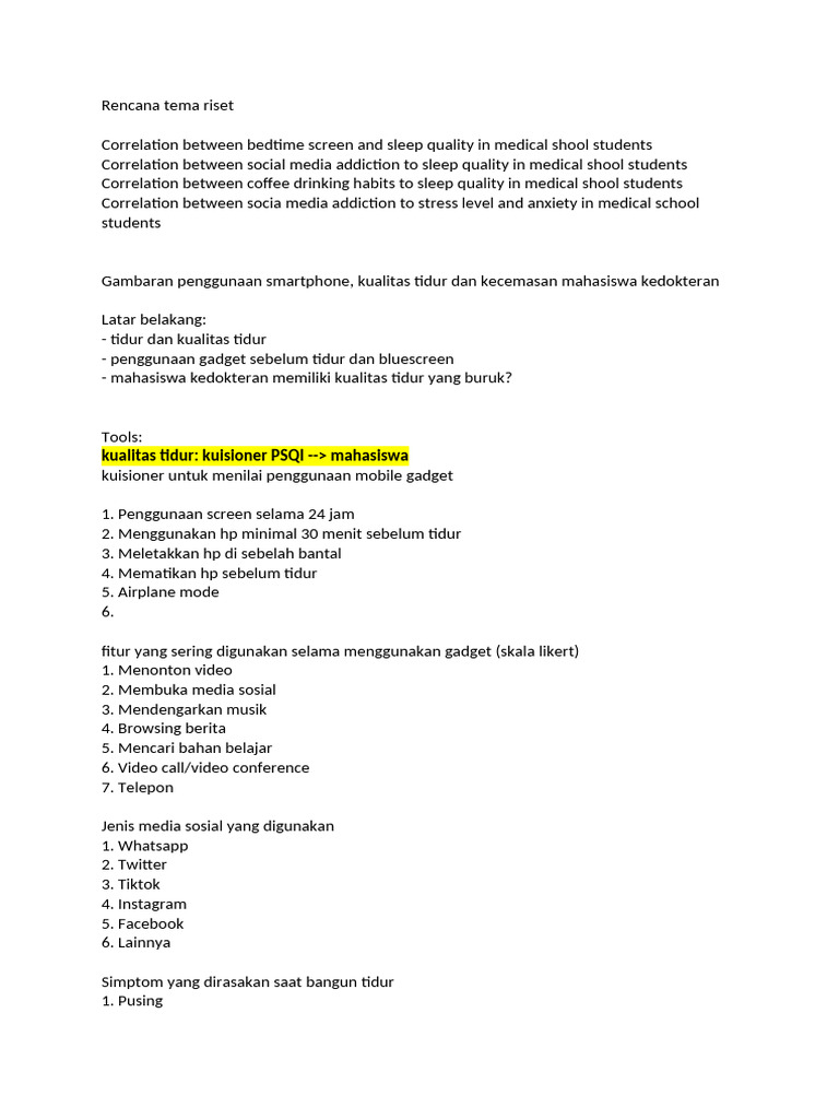 Rencana Tema Riset | PDF